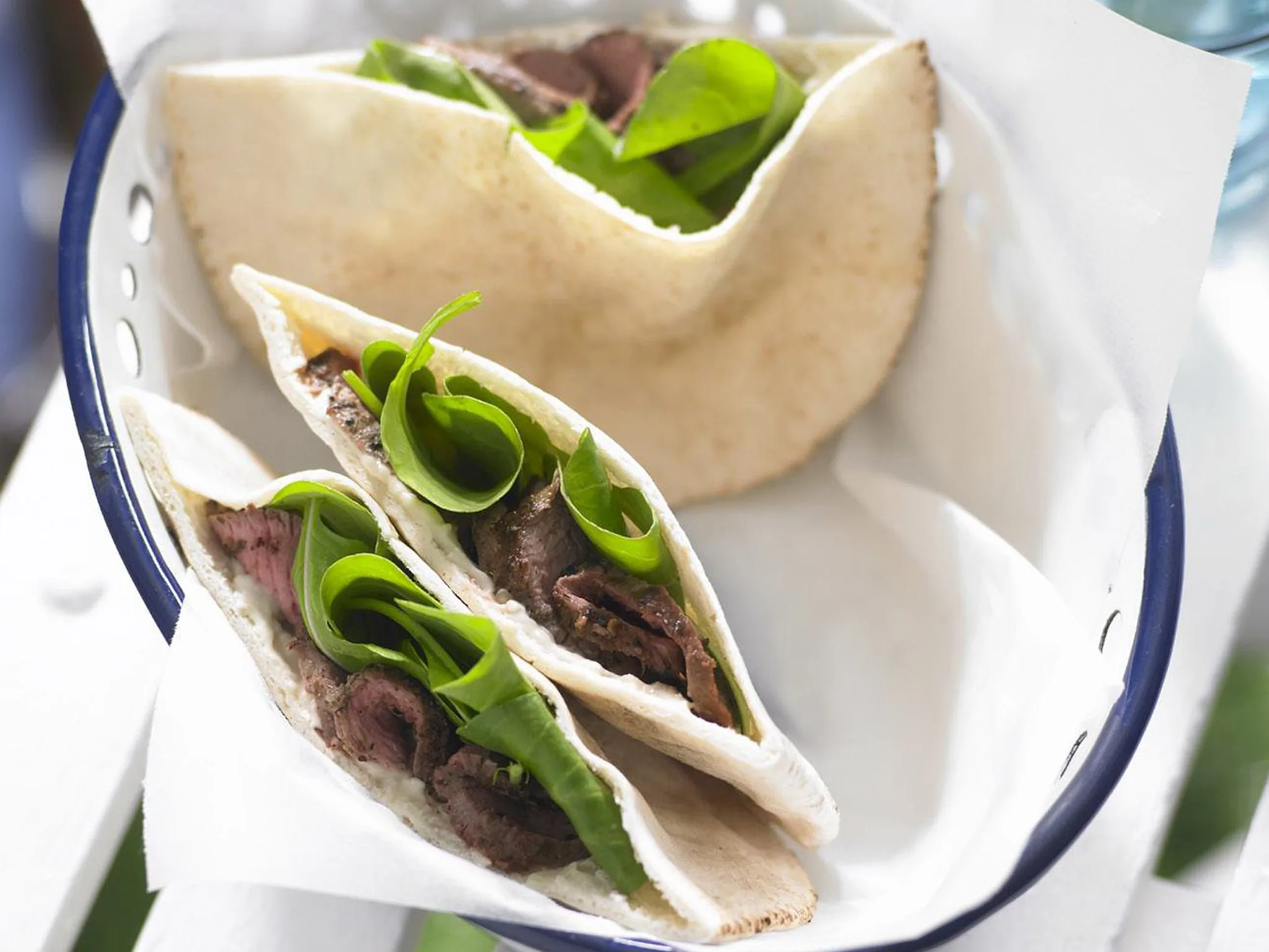 lamb with baba ghanoush and rocket