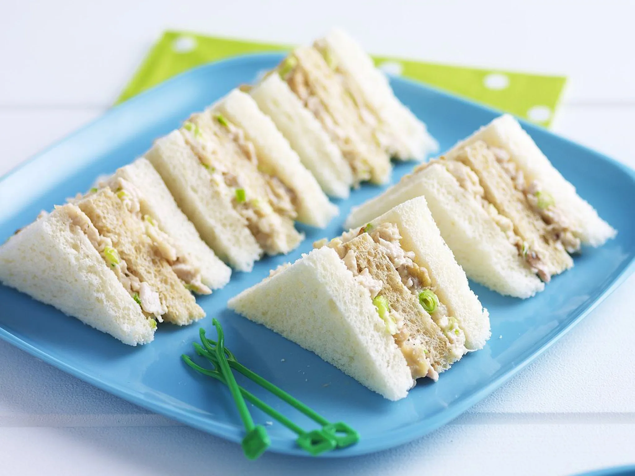 Chicken, mayo, celery and walnut sandwiches