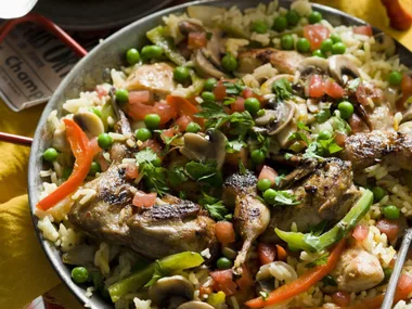 quail and mushroom paella