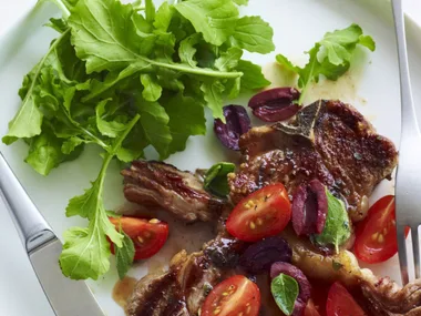 grilled lamb chops with tomato & olive salsa