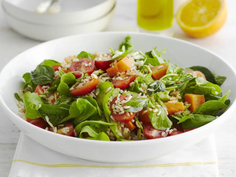 tomato and kumara brown rice salad