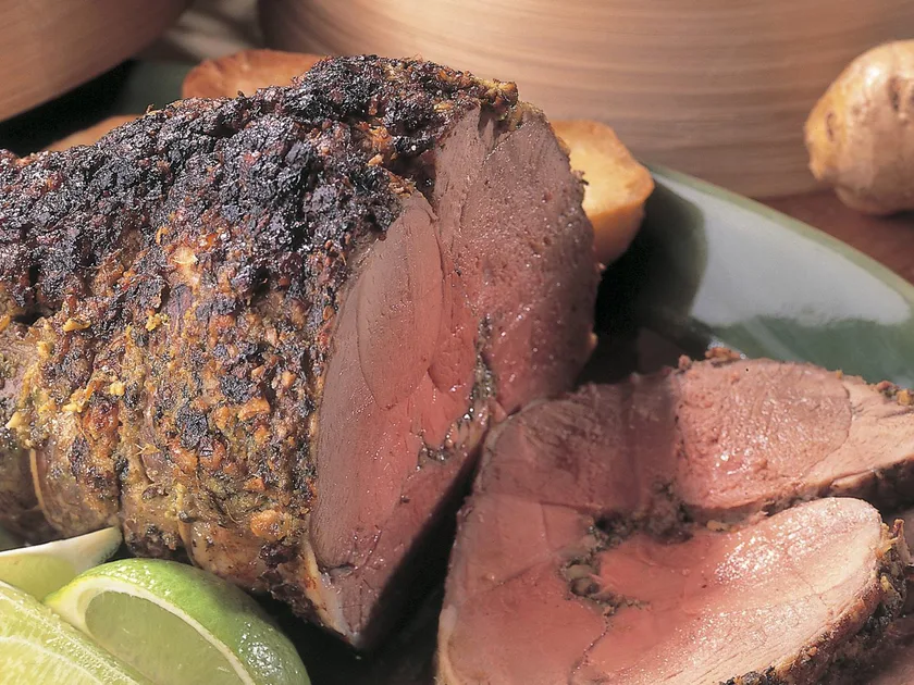 Tunnel-Boned Lamb with Coriander Hazelnut Pesto