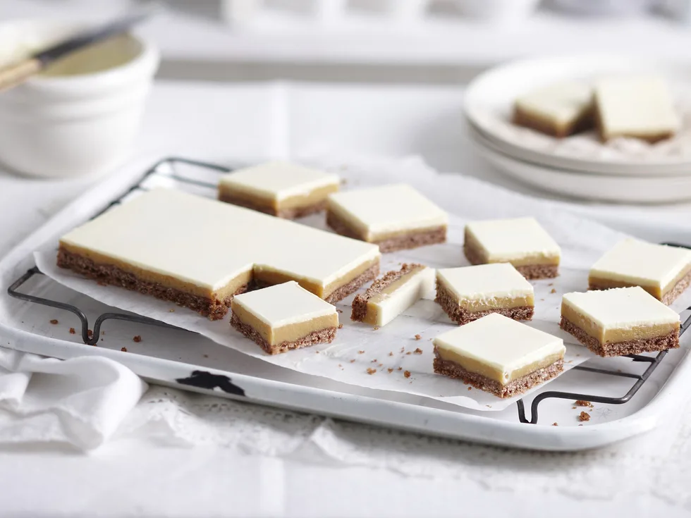 white chocolate caramel slice