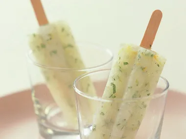 Lemonade, lemon and mint ice-block