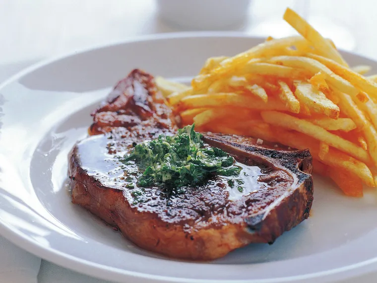 Beef sirloin with herbed butter and pommes frites