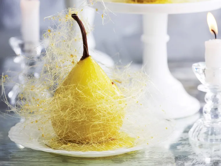 honey and saffron pears