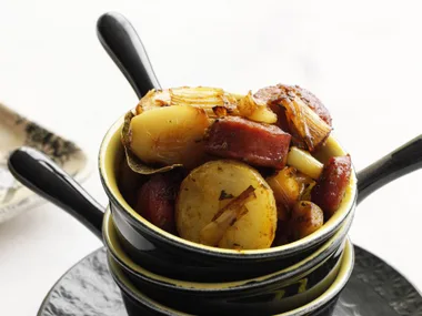 Rosemary potatoes with leek and chorizo