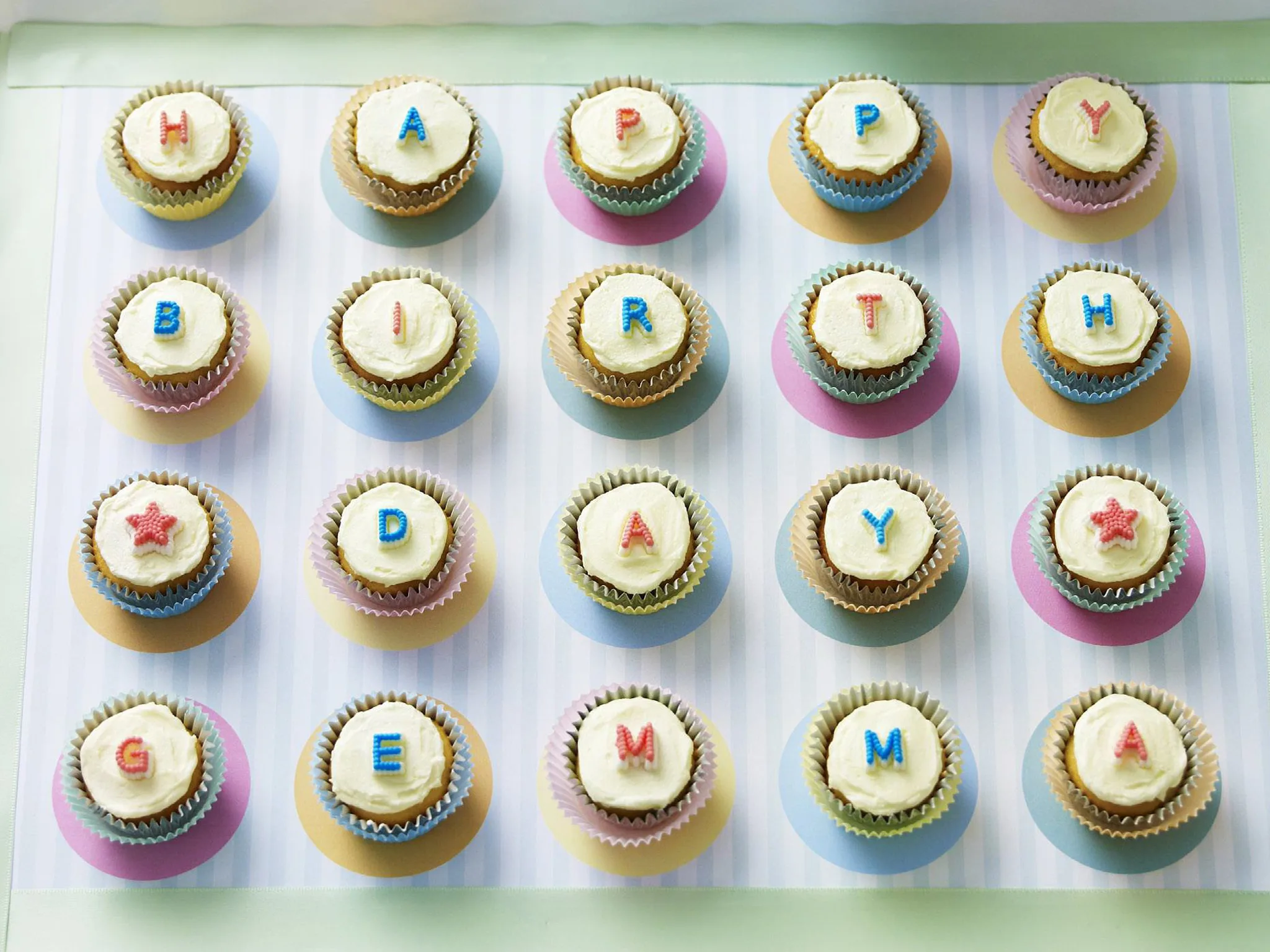birthday grid of cup cakes