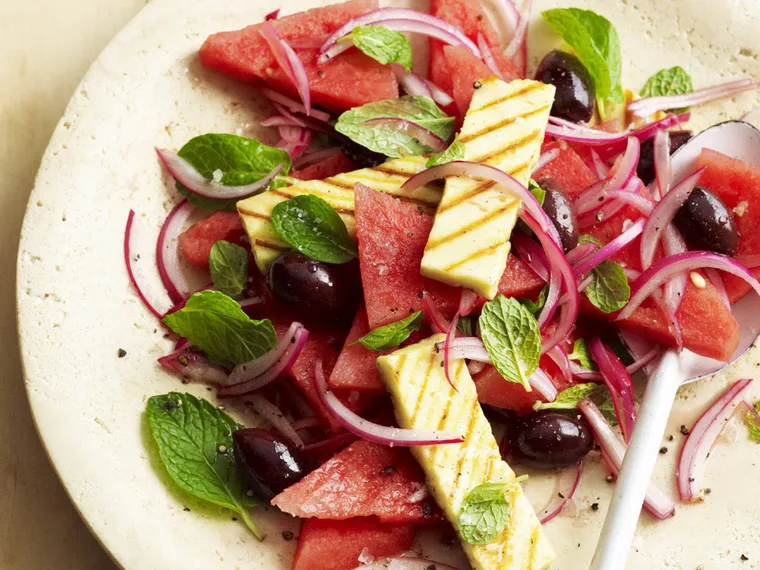 Watermelon and haloumi salad