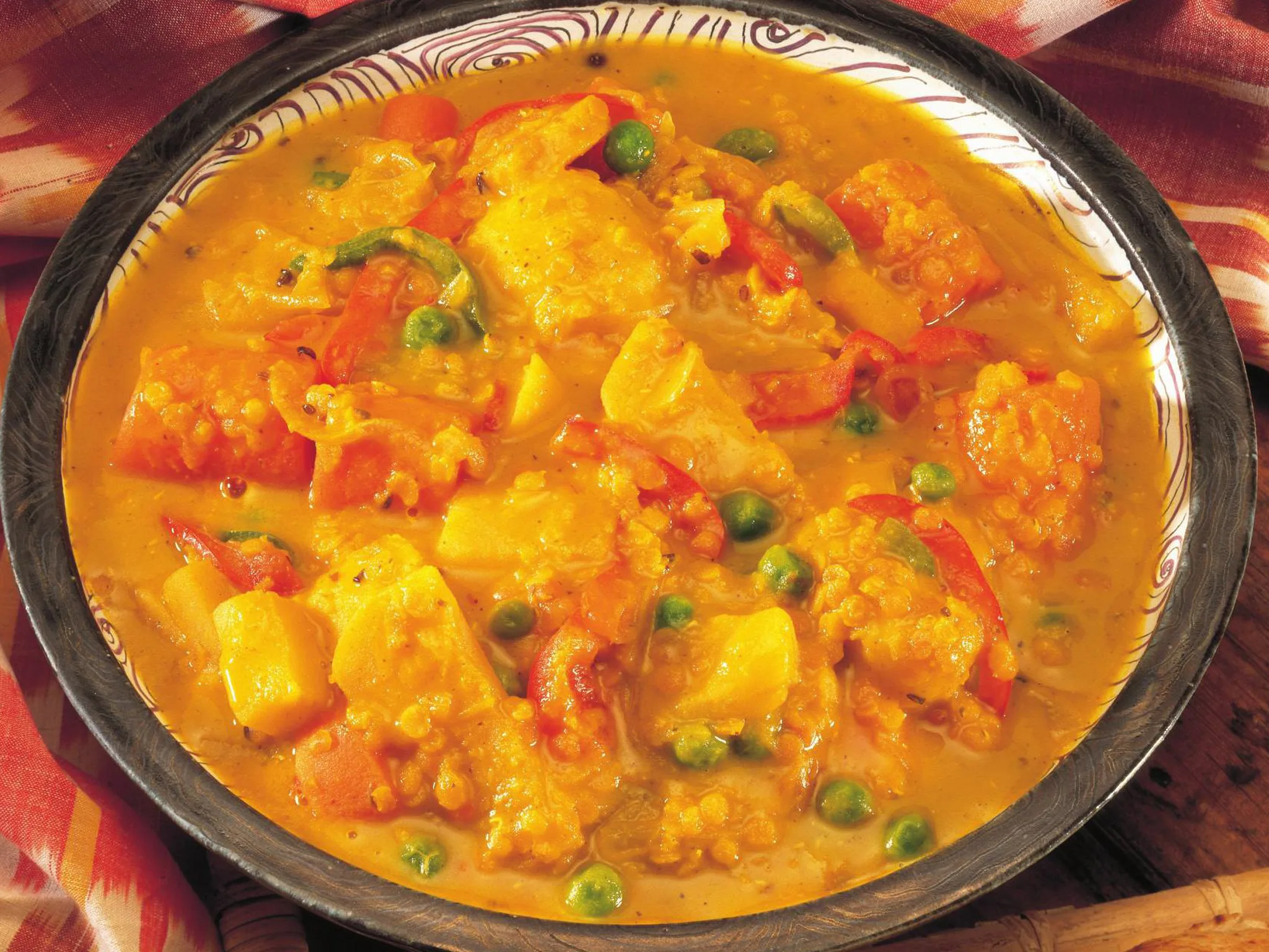 vegetable and red lentil curry