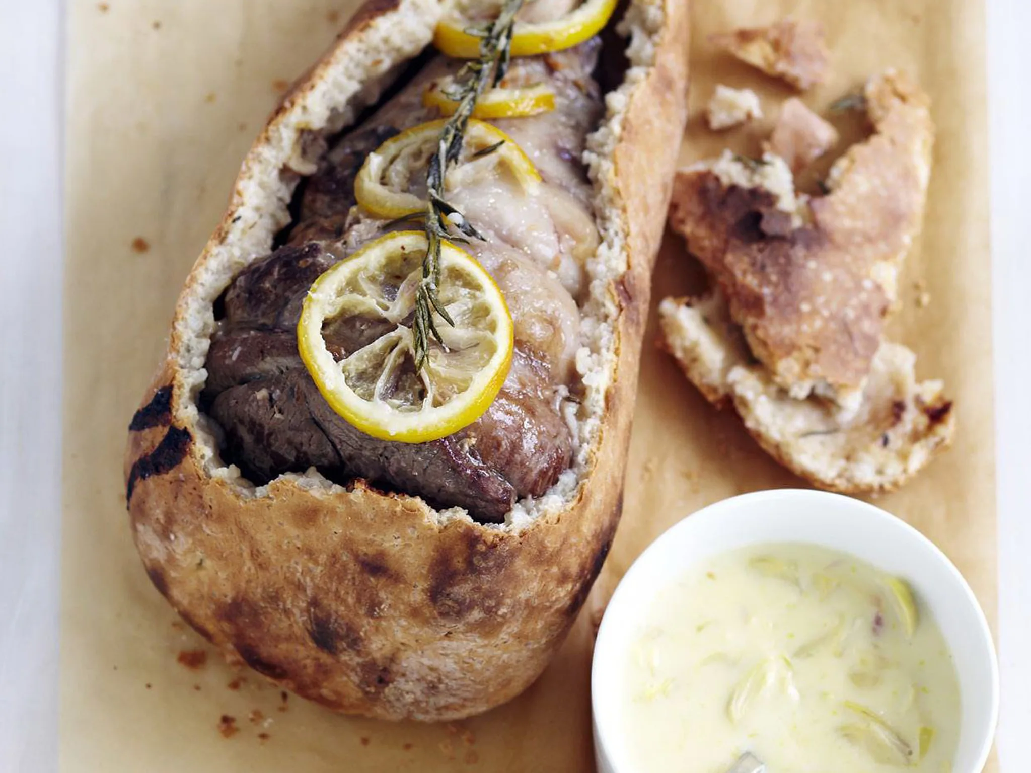 SALT-BAKED LAMB WITH LEMON AND ARTICHOKE SAUCE