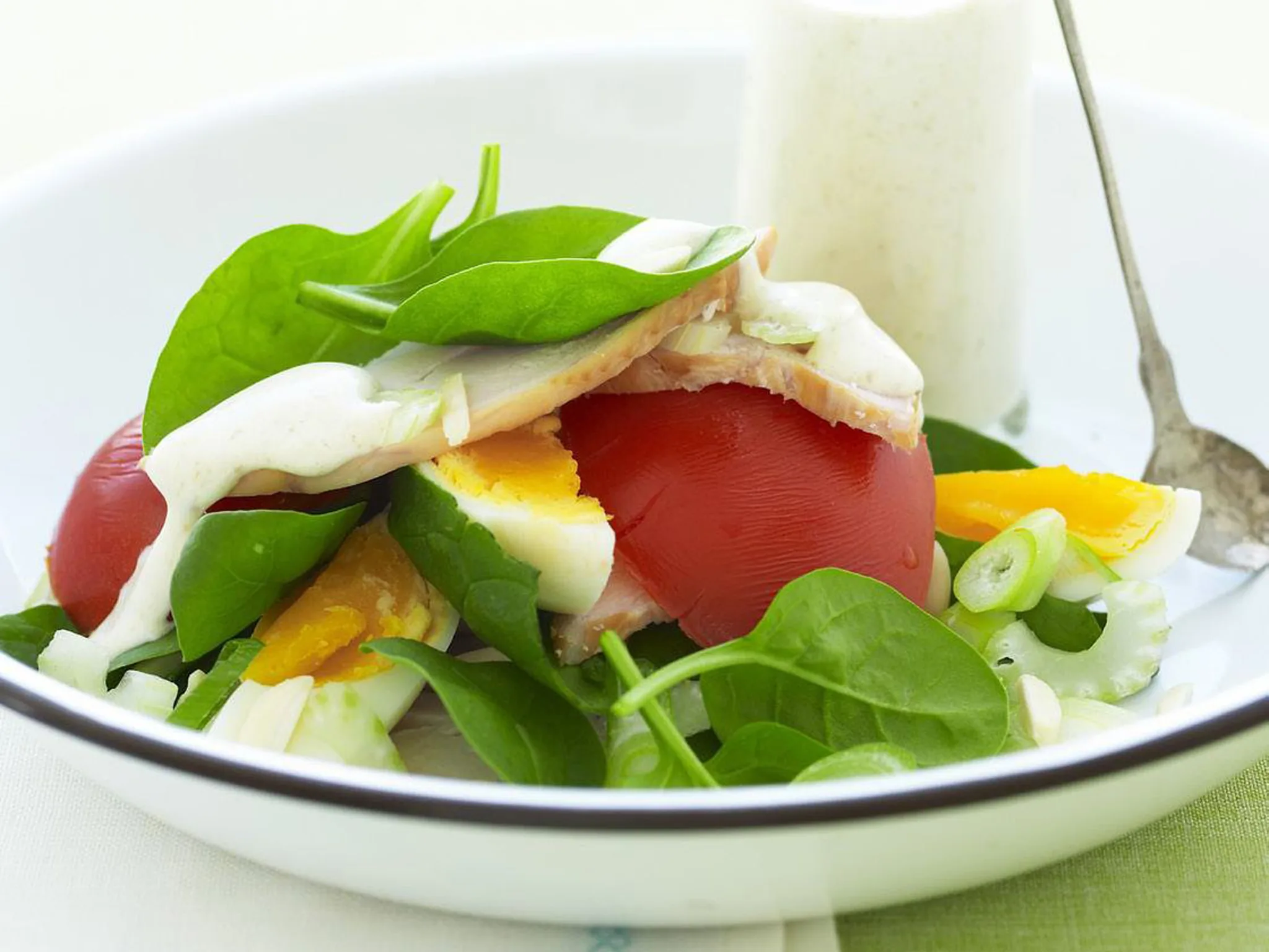 smoked chicken& spinach salad