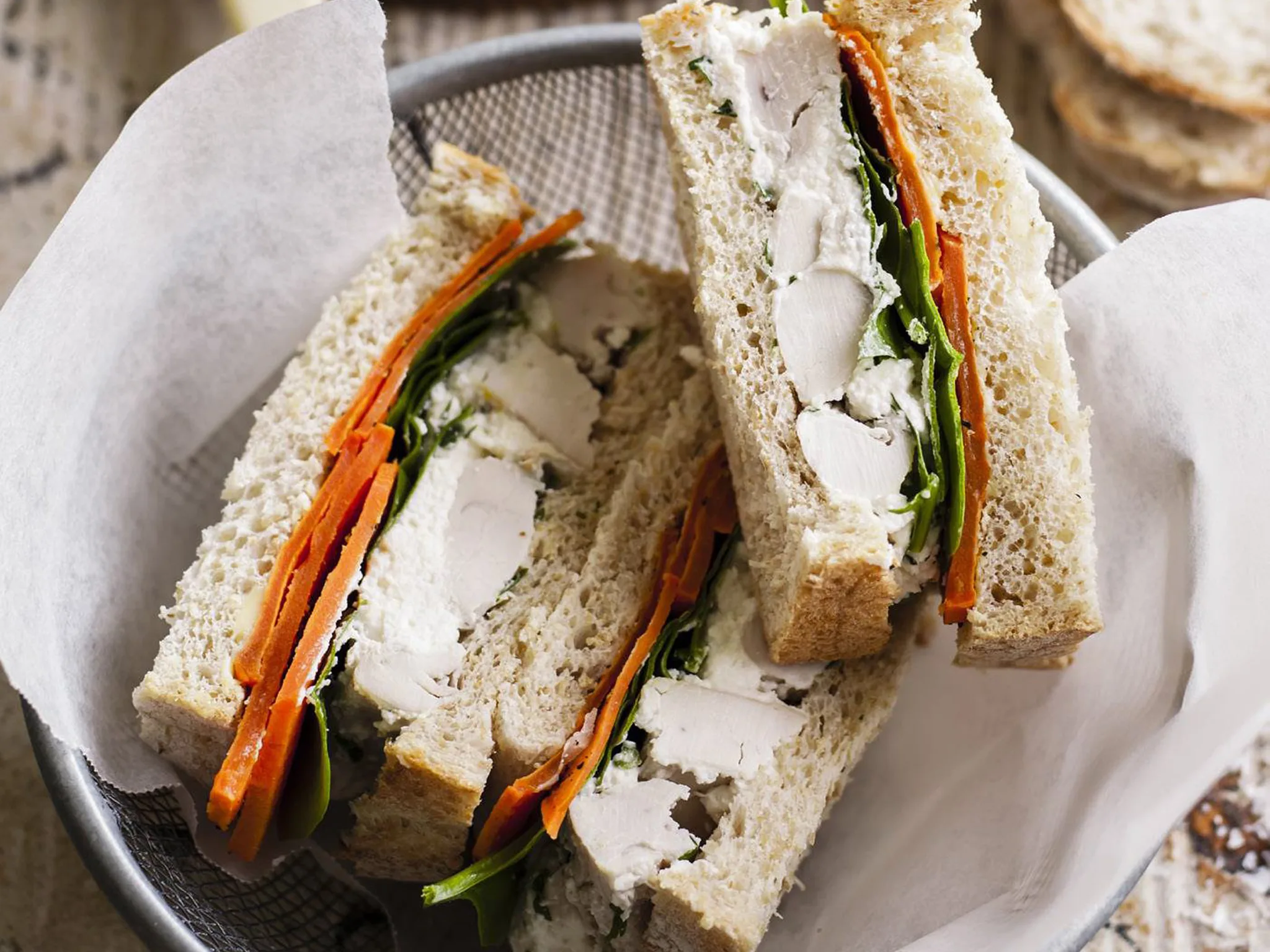 CHICKEN AND KUMARA SANDWICHES
