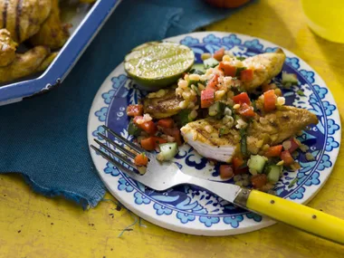 chicken with lentil salad