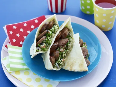 sausage and tabbouleh pitta breads