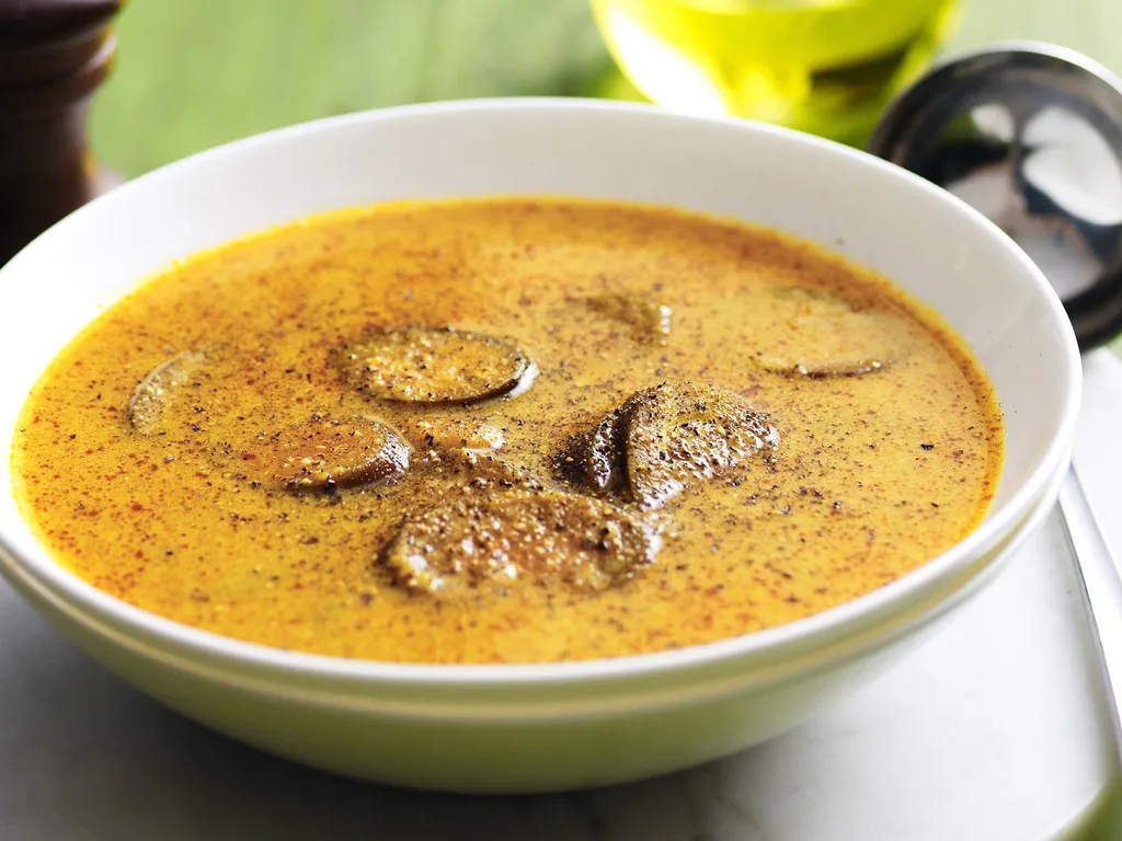 coconut, pumpkin and eggplant soup