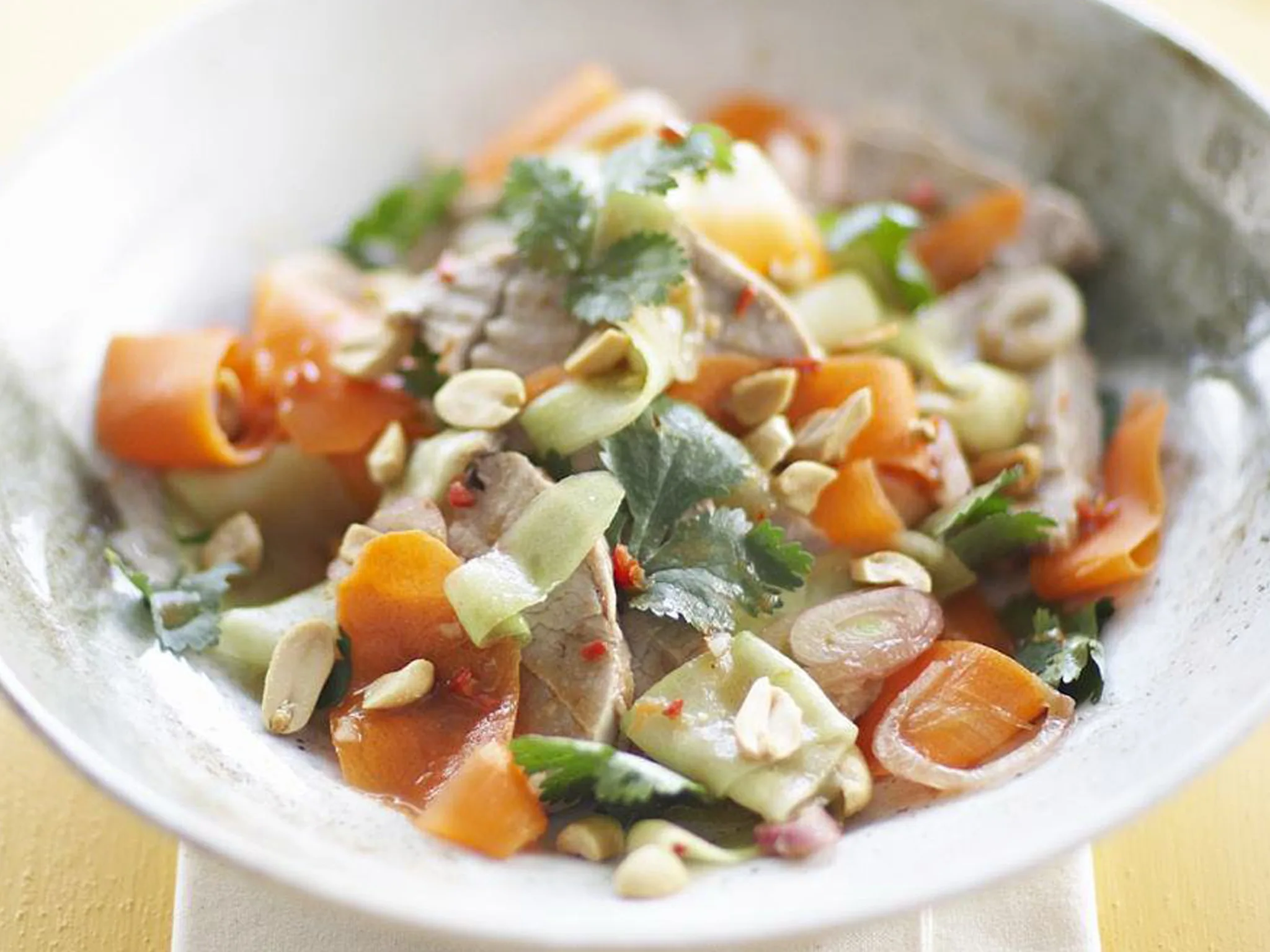 hot and sour green papaya and pork salad