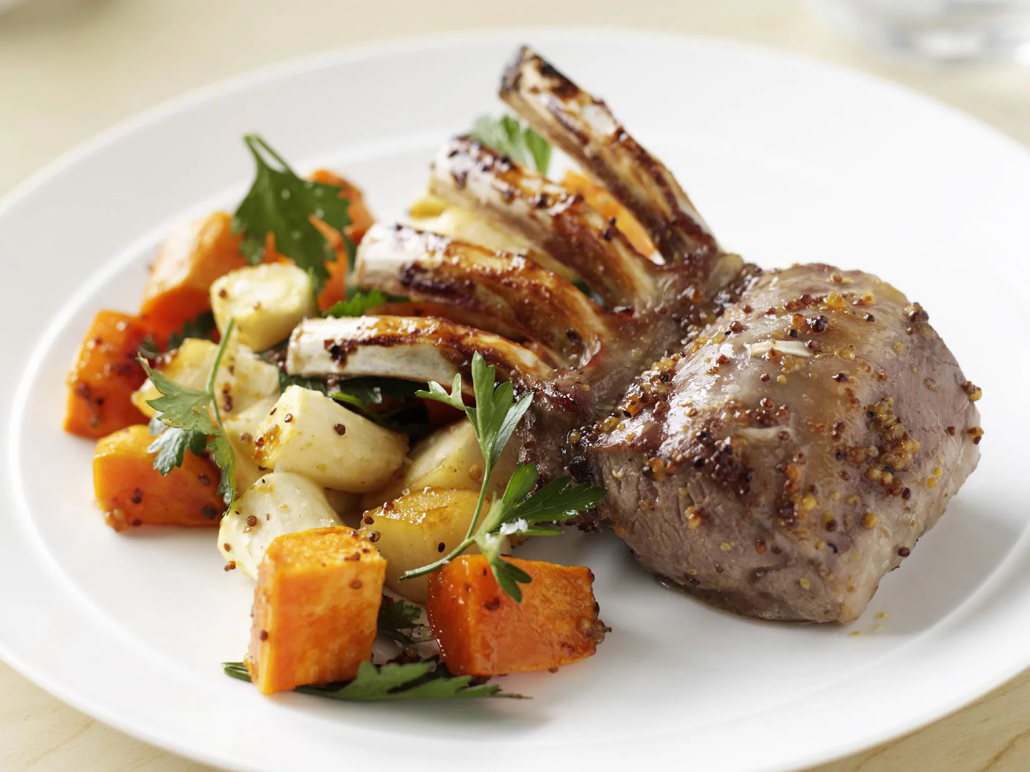 lamb racks with mustard maple glaze