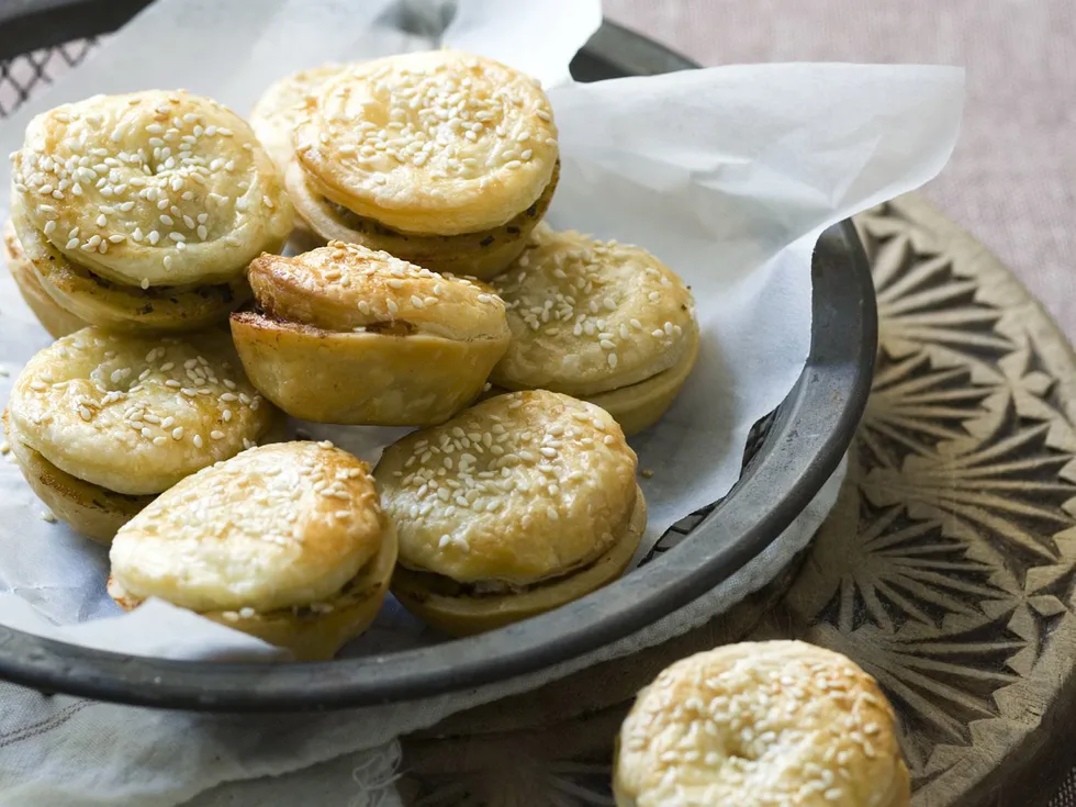 beef and onion party pies