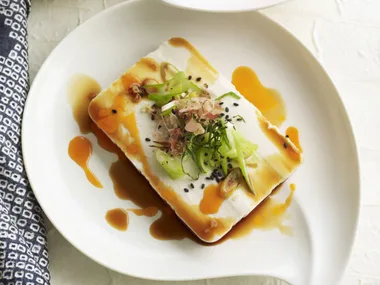 Chilled tofu with ginger and green onion