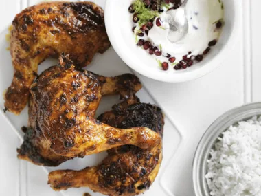 TANDOORI CHICKEN WITH POMEGRANATE RAITA