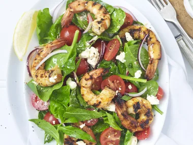 greek barbecued prawn salad