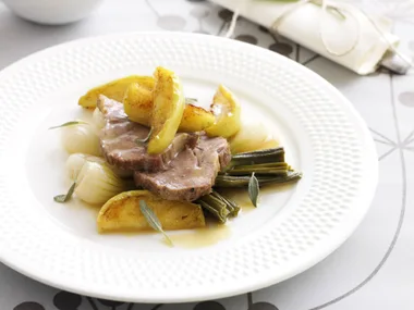 pot-roasted pork with apple and sage