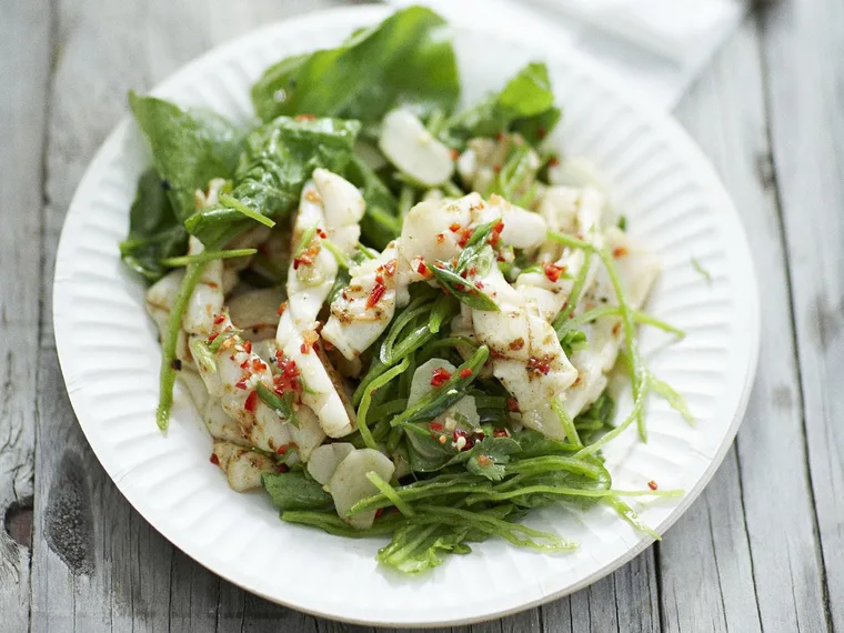 SQUID SALAD WITH GARLIC LIME DRESSING