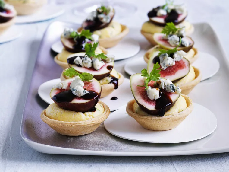 polenta, blue cheese     and fig tarts