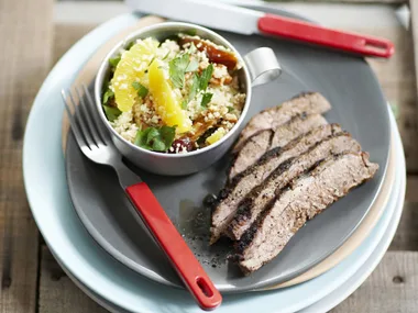 Spiced lamb leg with fruity couscous