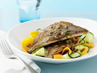 Fish fillets with lemon caper butter