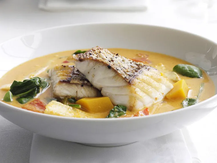 Fish curry with corn & pumpkin