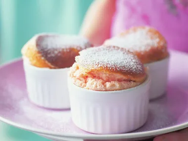 Pink grapefruit soufflés