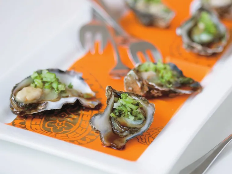oysters with mirin and wasabi