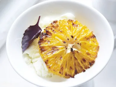 caramelised oranges with ice-cream