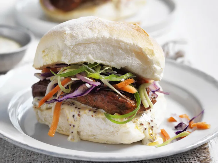 sausage and crunchy slaw burgers