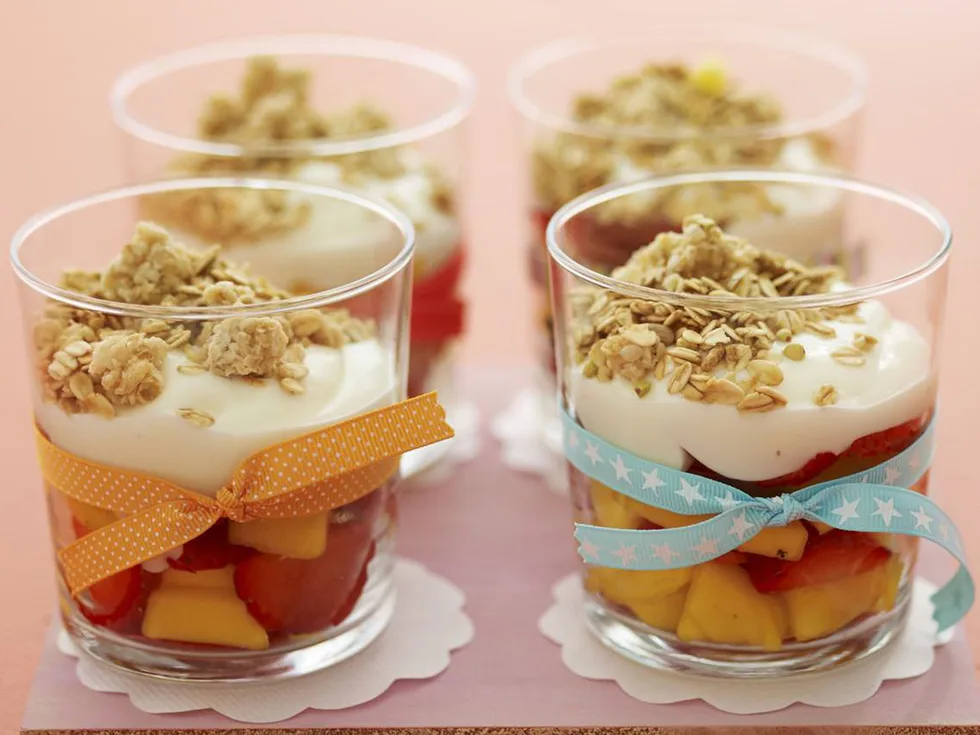 muesli and fruit trifle cups