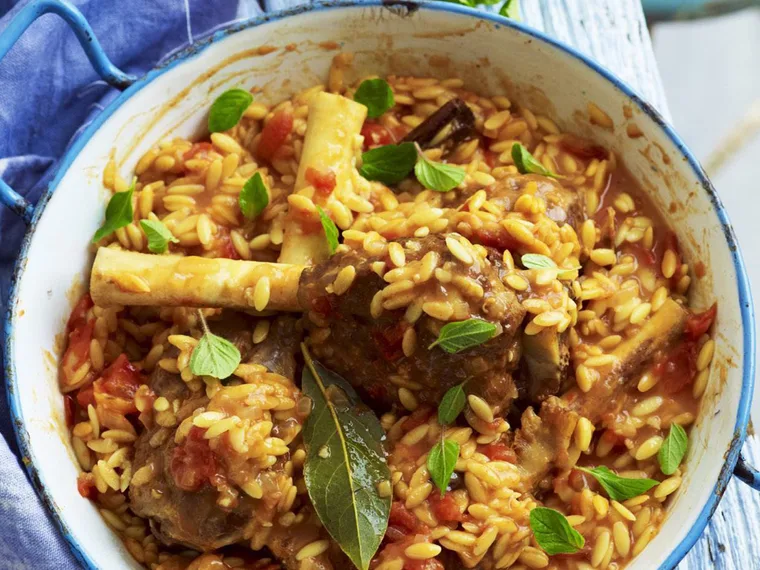 BAKED LAMB SHANKS WITH ORZO
