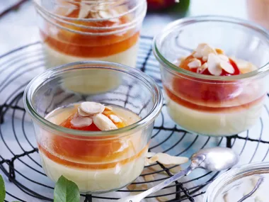 white chocolate cream with poached nectarines