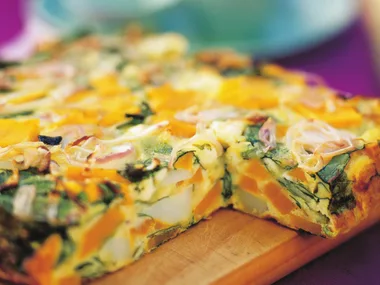 Pumpkin, spinach and fetta frittata