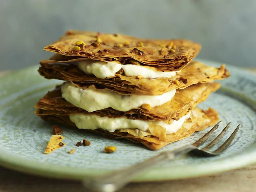 pastilla with sweet yogurt cream