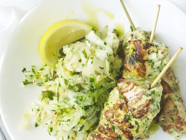 pesto fish kebabs