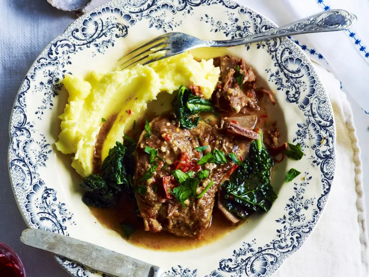 lamb chops with anchovies, chilli and cavolo nero