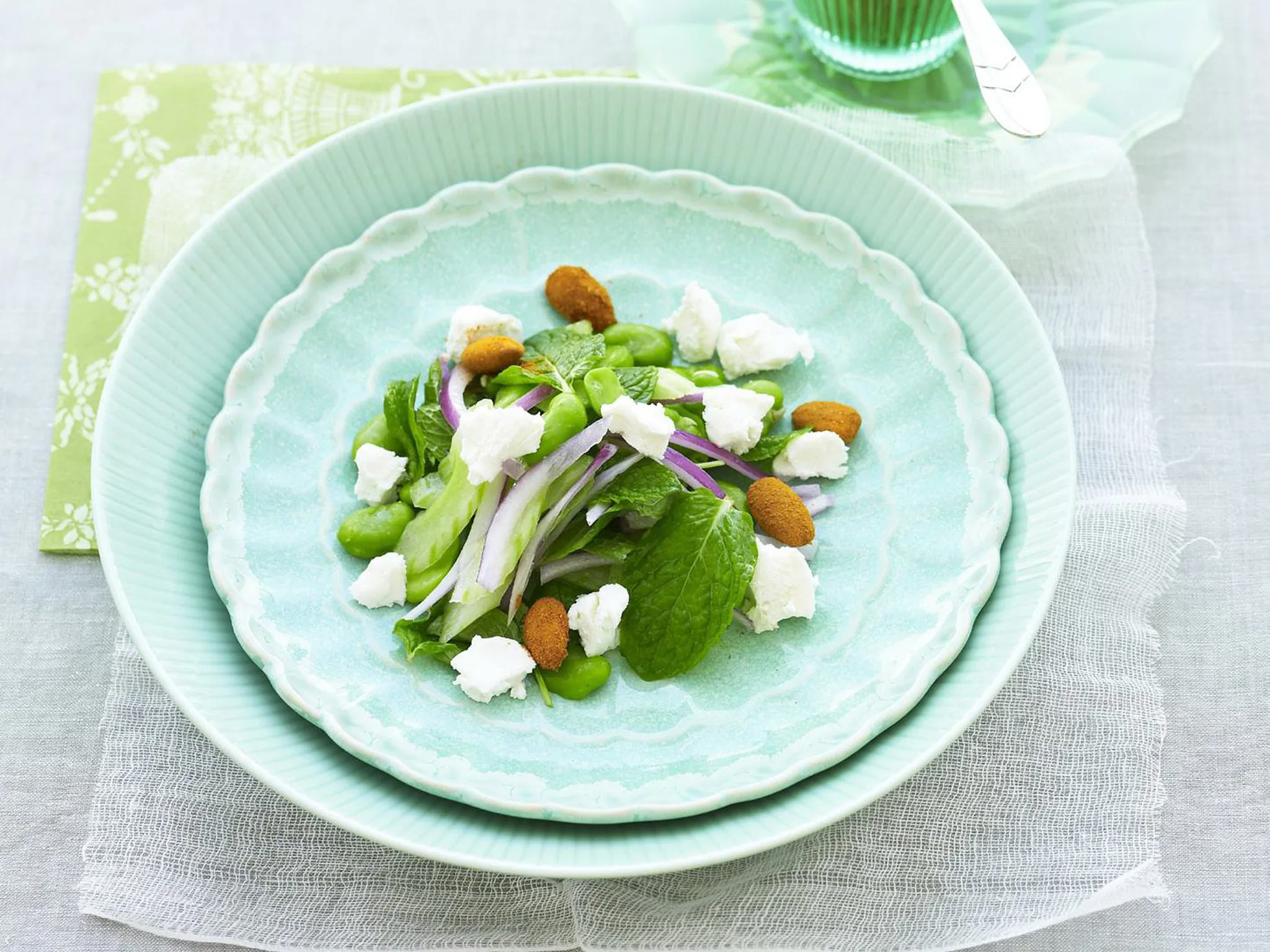broad bean and goats cheese salad