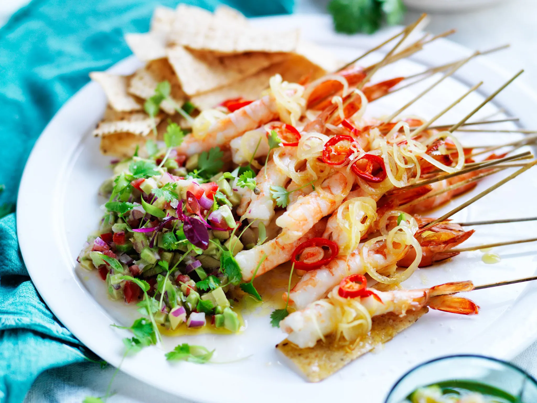 Warm spiced prawns with avocado salsa-image