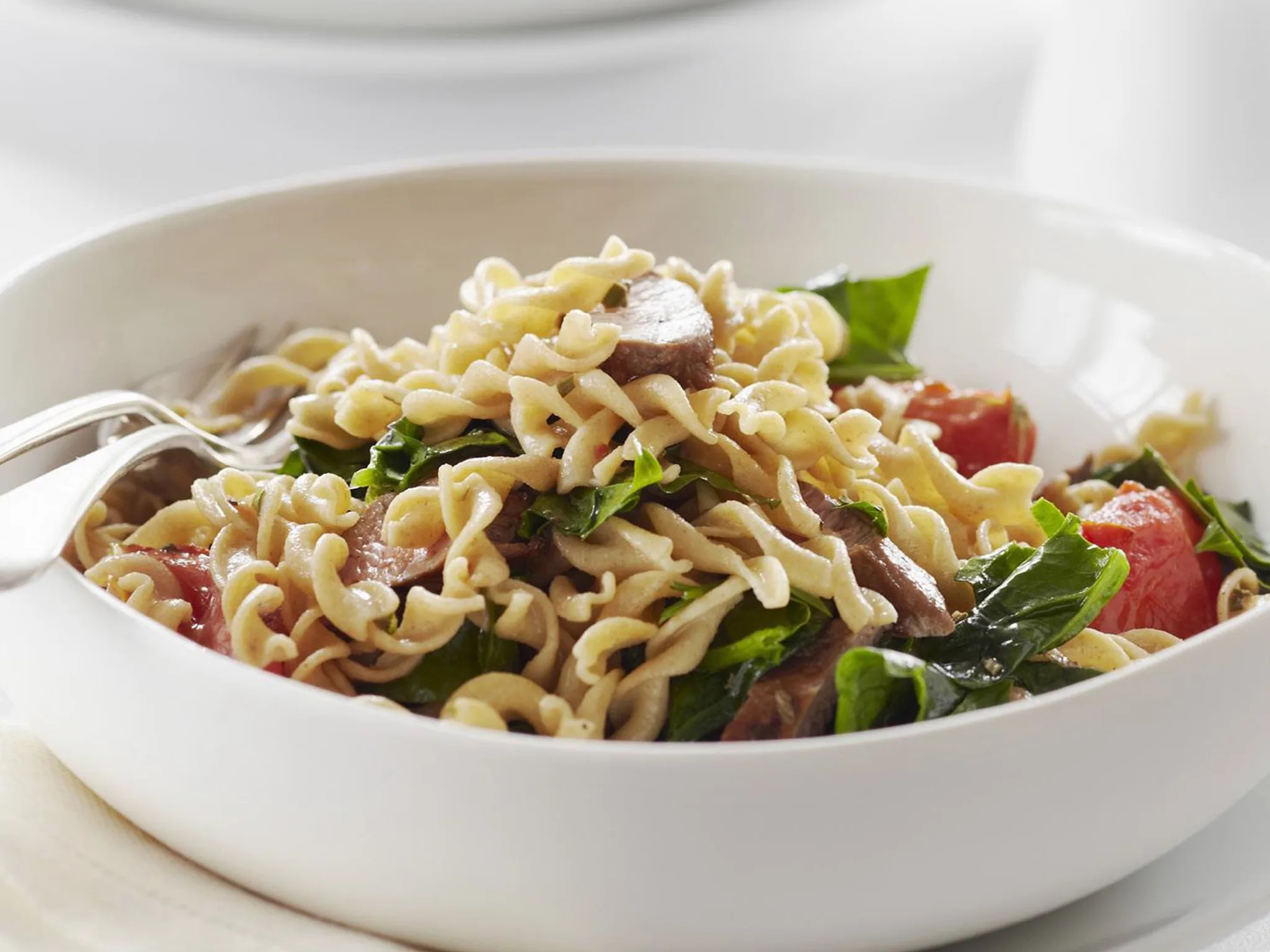 warm pasta and lamb salad