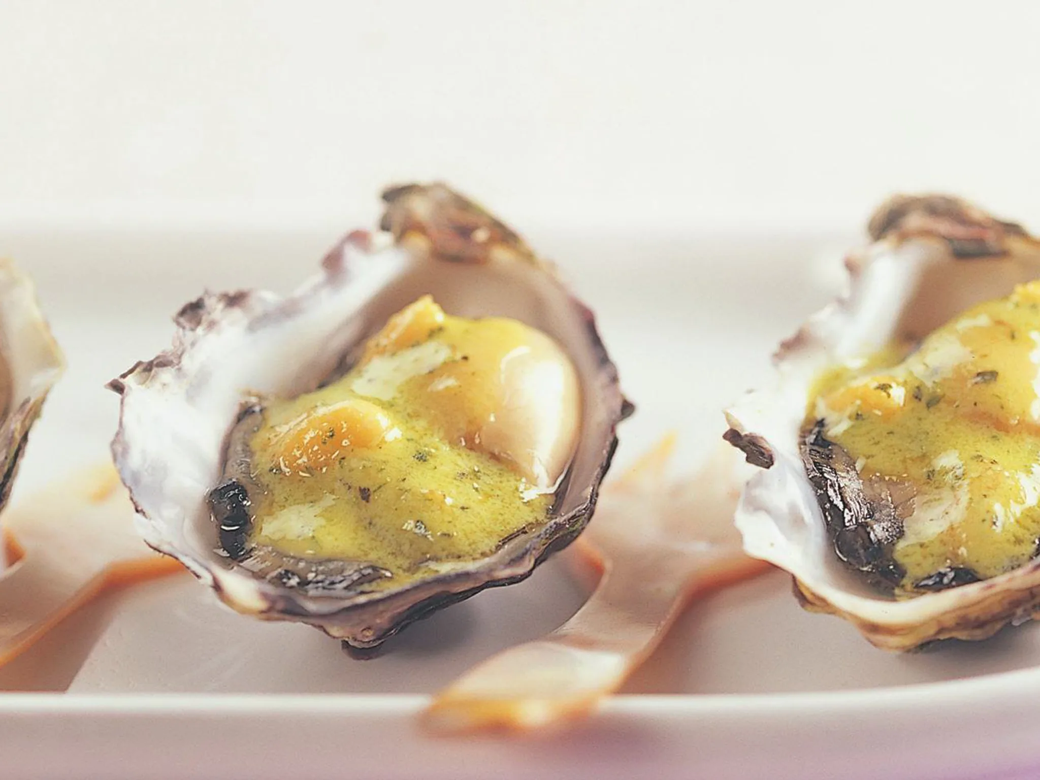 oysters with pesto butter