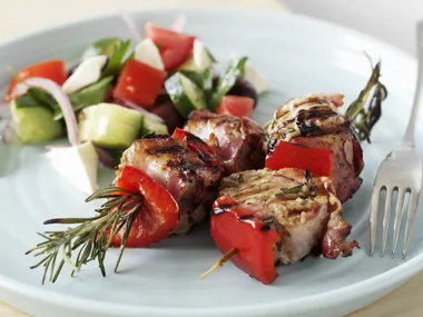 Pork fillet and pancetta kebabs