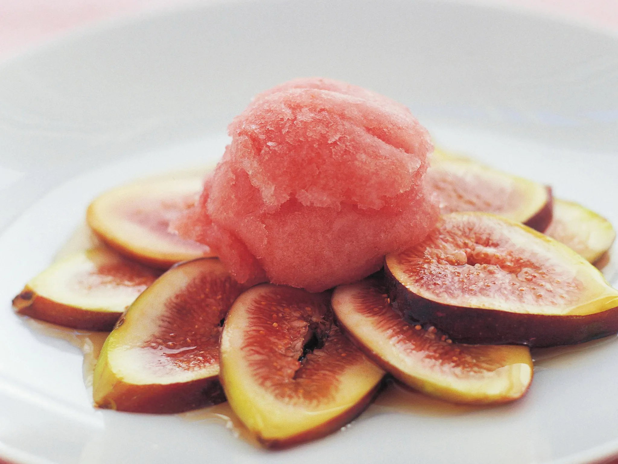Muscat granita with figs and honey fennel syrup