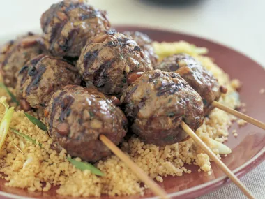 kofta with fresh green onion couscous